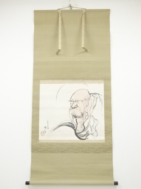 昭和丁丑（1937年）　寺松国太郎筆　達磨　肉筆紙本掛軸（共箱）